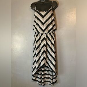 Seven7 striped drop waist high low dress